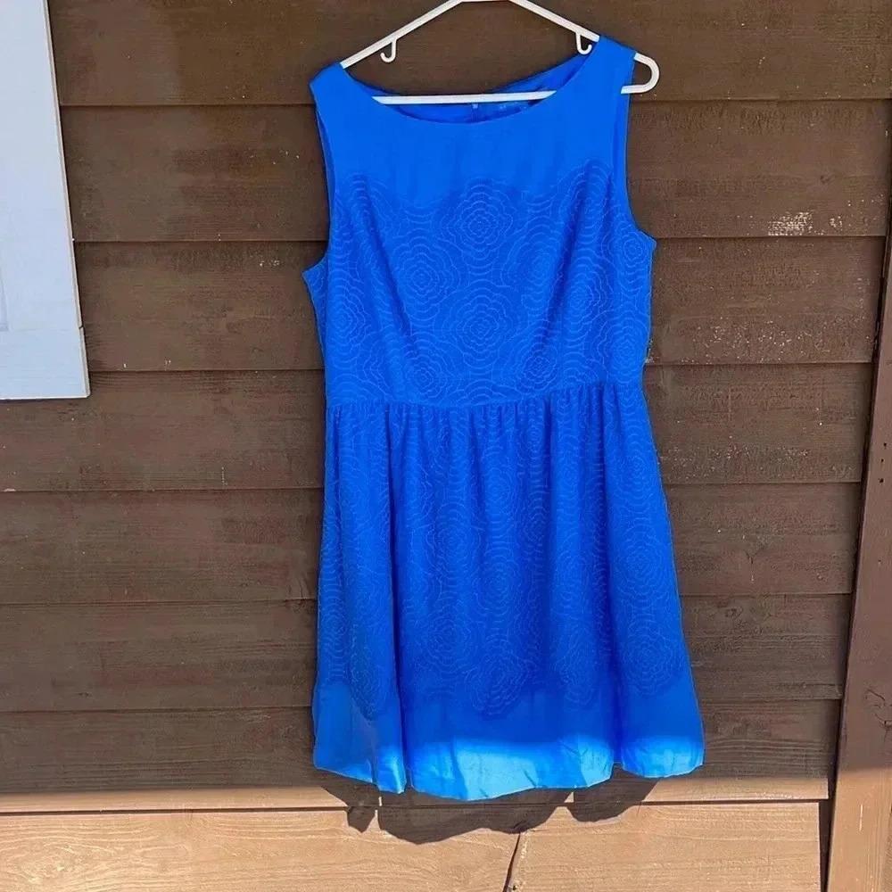 Antonio Melani royal blue lace satin dress size 14